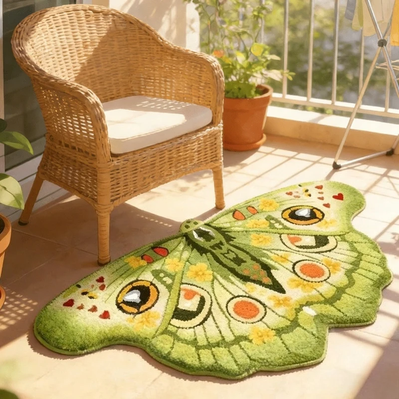 Art Style Carpets for Living Room Pink Butterfly Bedroom Decor Carpet Fluffy Soft Irregular Shape Rug Home Thick Plush Floor Mat