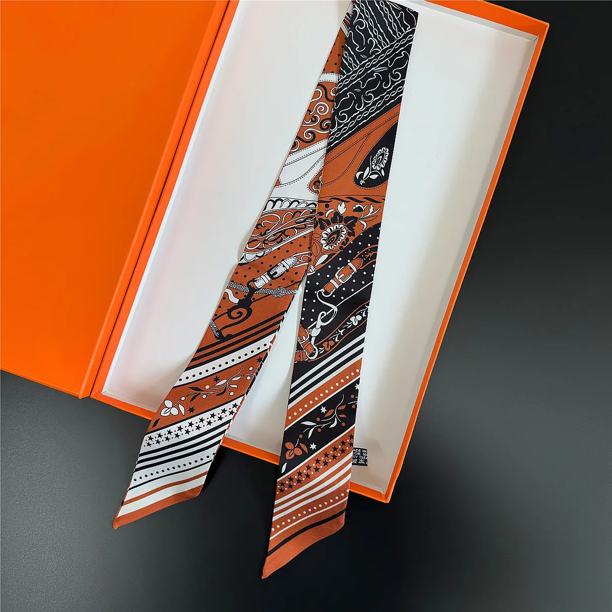 Imagen 7: Pañuelos de seda decorativos finos y estrechos para mujer, estilo bandana ligero y versátil, para uso diario, oficina, fiestas, vacaciones, estilo bohemio.