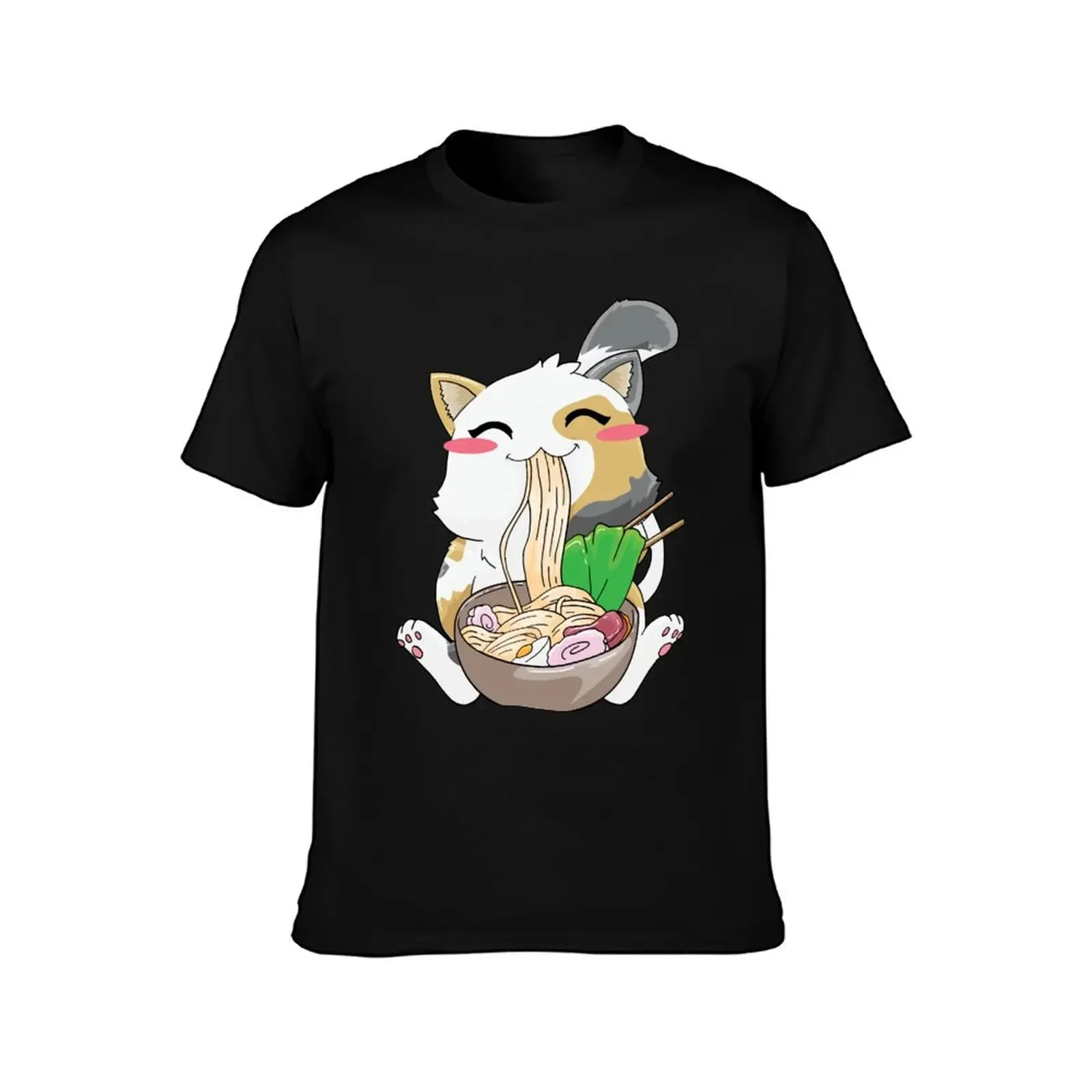 Cat Ramen Noodles Anime T-Shirt Aesthetic clothing shirts graphic tees for a boy anime clothes shirts men