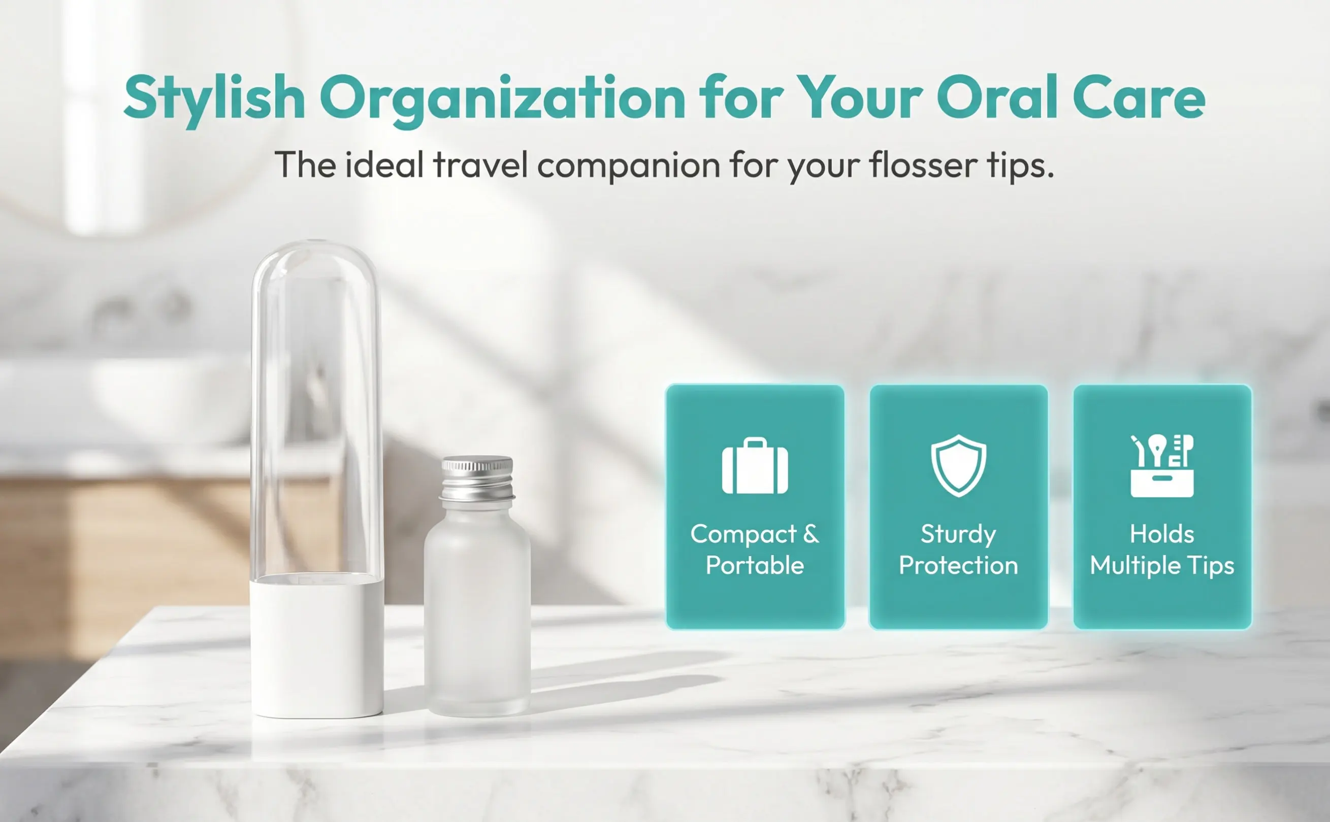 Flosser Tip Holder for Travel Portable Storage Case Electric Flosser Nozzle Container Sleek Firm Plastic Travel Accessory Multi