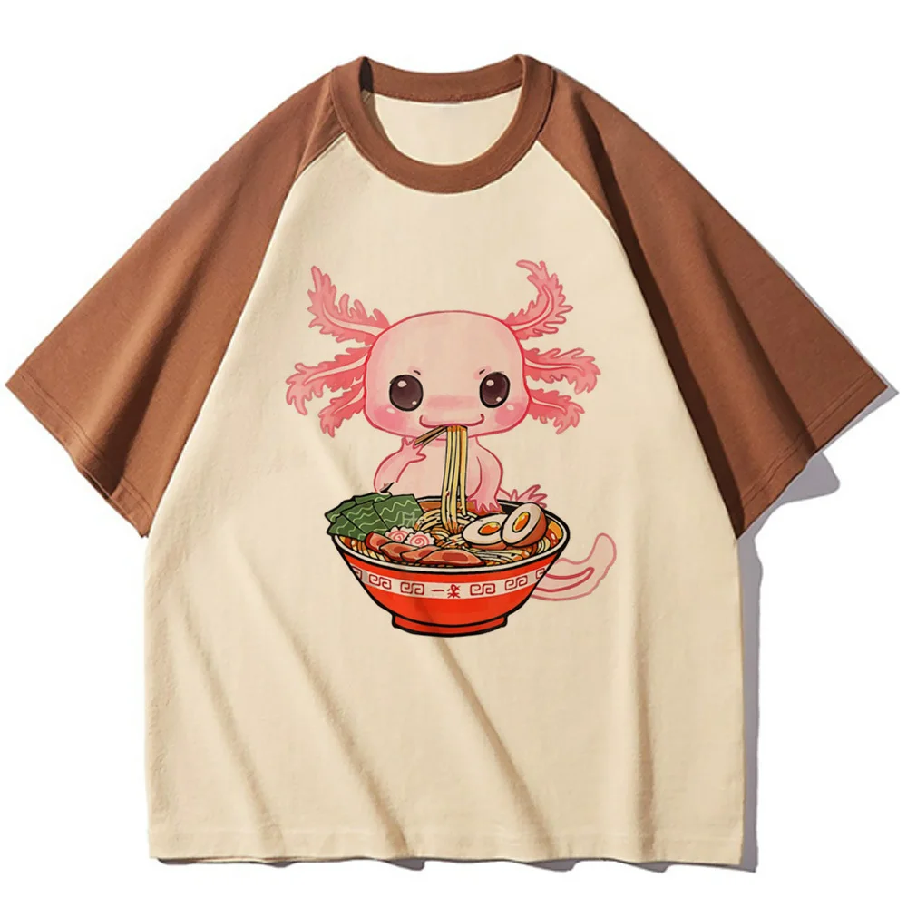 Axolotl t shirt women soft fabric elegant comfortable Tee female anime streetwear graphic clothing