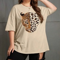 Leopard Printed T-Shirts Short Sleeve Women O-Neck Graphic Tops Tees Loose Cotton Vintage T Shirt For Female Clothing