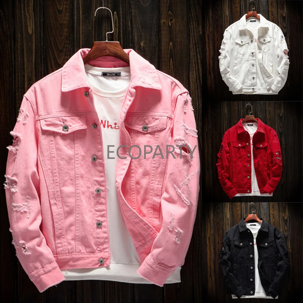 

2022 Autumn Winter Casual Mens Denim Jean Jacket Trendy Fashion Ripped Denim Male Streetwear Jackets Cowboy Coats 20