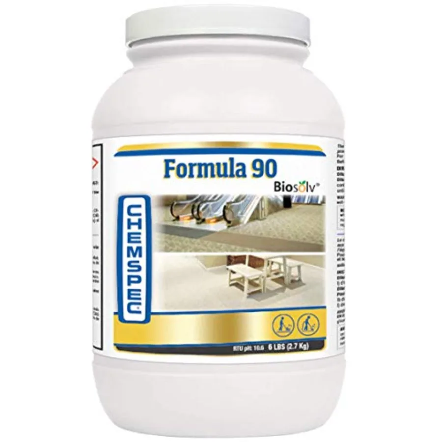 

Chemspec C-PF906 Formula 90 BioSolv Professional Carpet Cleaning Detergent Quick Dissolving Powder Fresh Citrus Scent