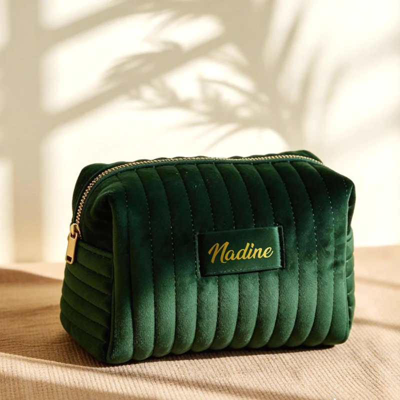 

Personalized Makeup Bag - Velvet Makeup Bag, Cosmetic and Toiletry Bags, Travel Cosmetic Pouch Birthday Gifts, Bridesmaid Gifts