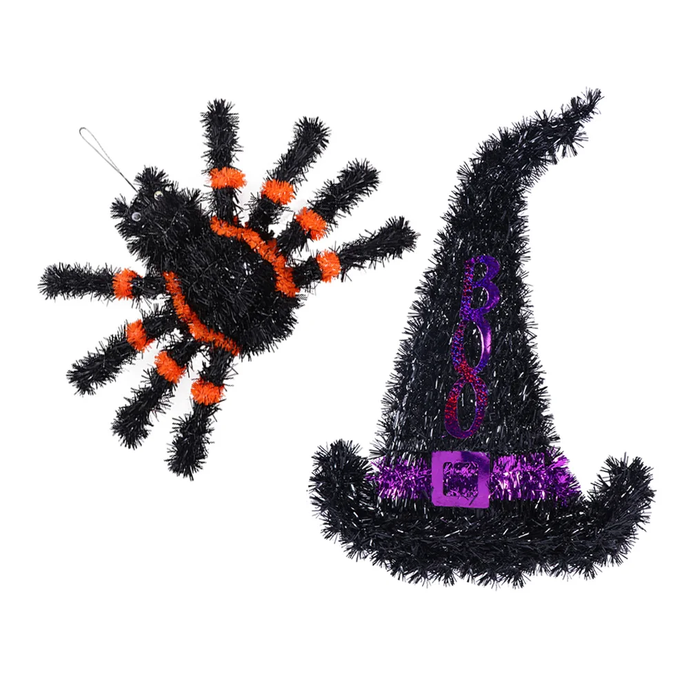 

2 Pcs Halloween Hanging Door Decorations Spider Flower Pendant Haunted House Prop