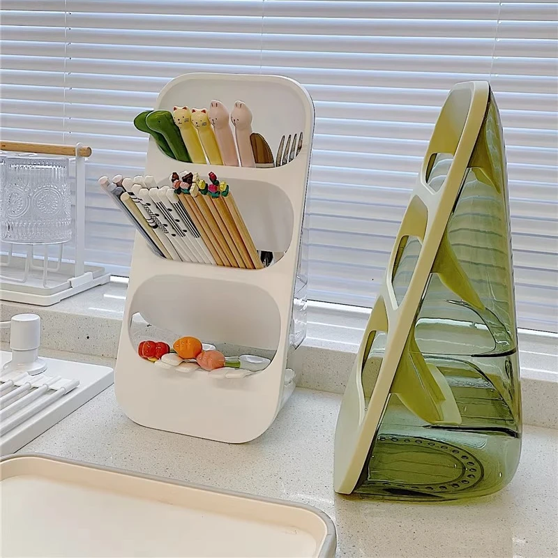 Chopsticks Storage Box Organizer Household Countertop Multifunctional Kitchen Cutlery Spoon Storage Rack Drain Storage Holders