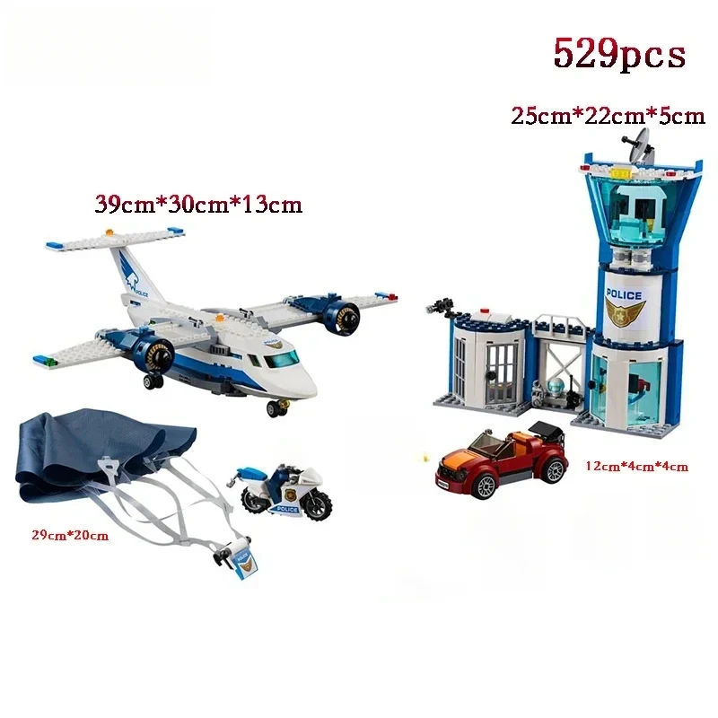 Compatible MOC Sets City Series Building Blocks Sky Police Air Base  Control Tower parachute Model Assembly Toy Gifts 60210