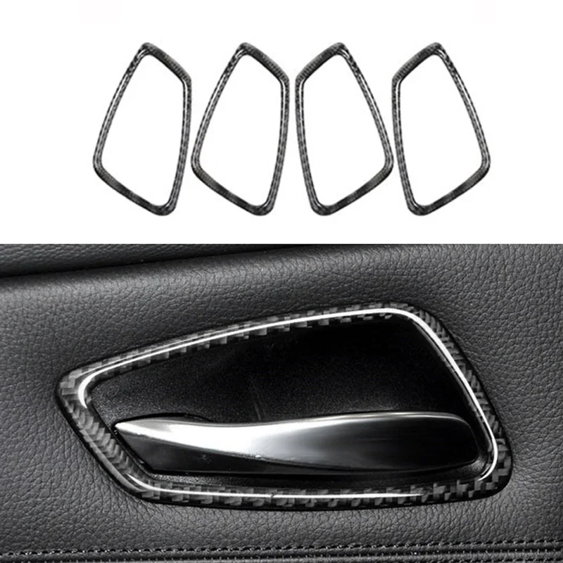 4PCS/Set Carbon Fiber Car Interior Door Handle Cover Decals And Stickers Car Accessories For BMW E90 E92 E93 3 Series 2005-2012