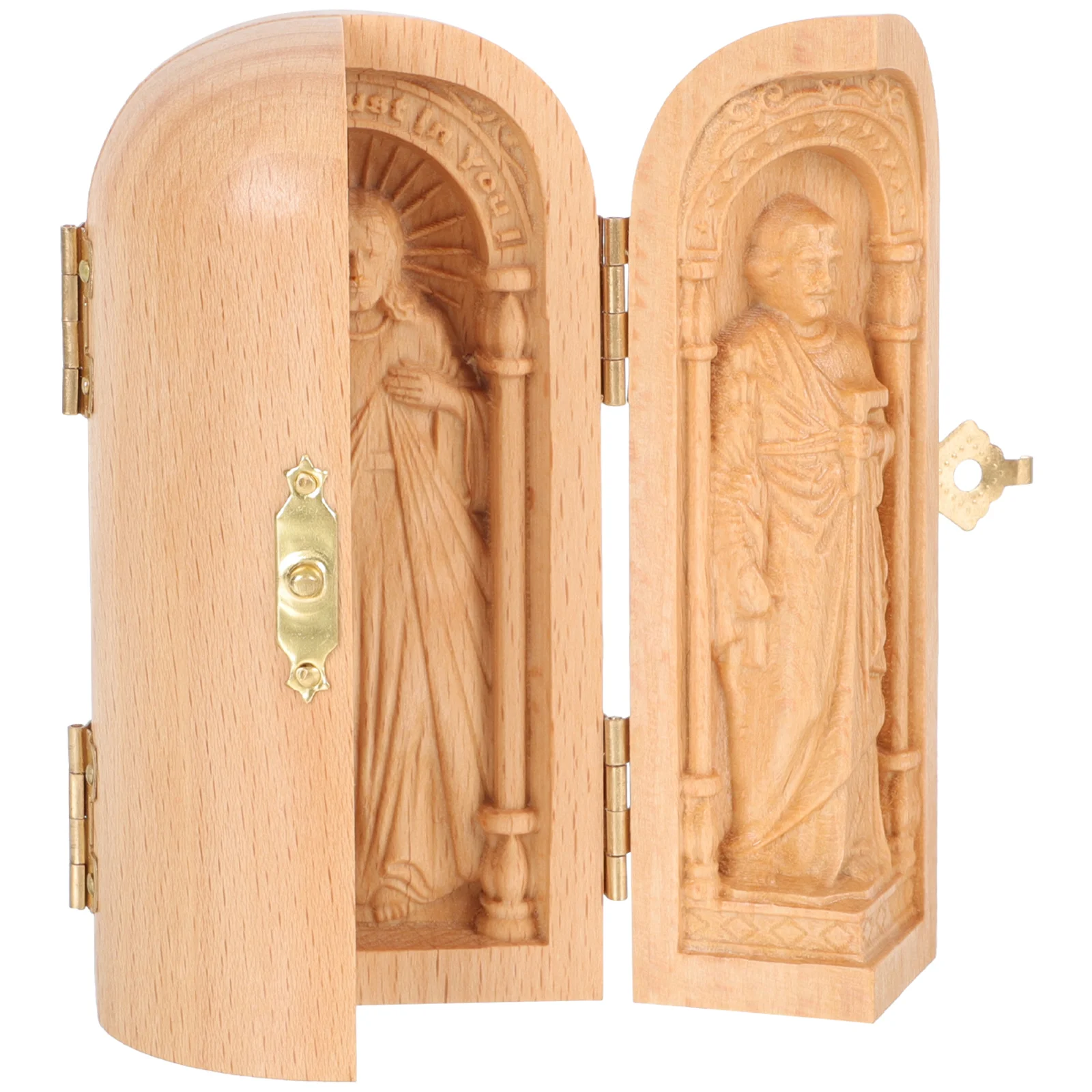 

Catholic Decor Tier Box Religious naments Christian Statue Desk Small Wood Figurine Craft Craft Catholic Statues Mini