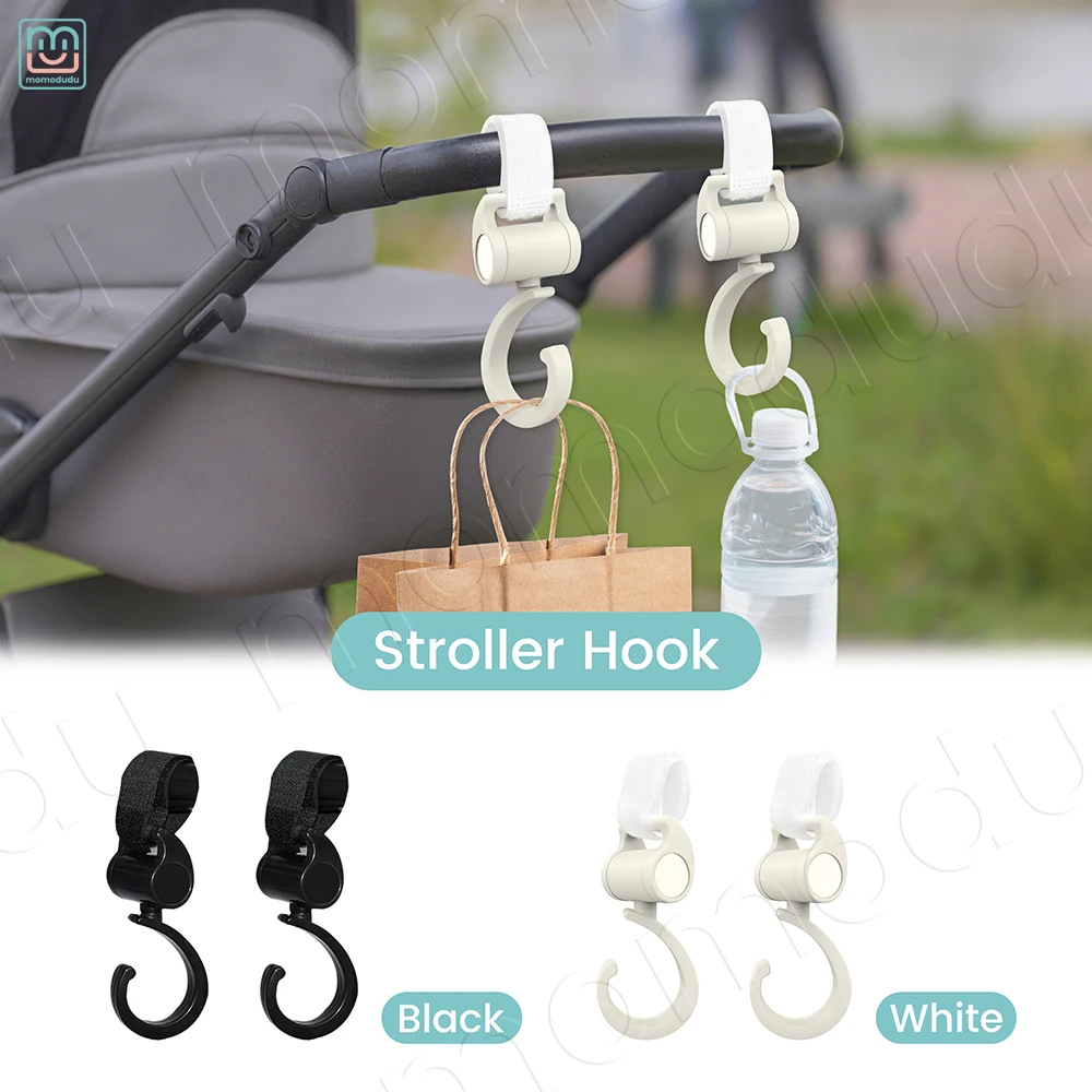 Multipurpose Stroller Hooks 360° Rotation Hanging Clips for Diaper Bags & Groceries, Fits Strollers, Wheelchairs & Shopping Cart