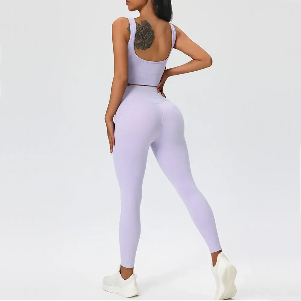 2 PCS Sport Set Women Tracksuit Top Bra Leggings Wear Yoga Set Sport Suit Push Up Workout Outfit Fitness Running Gym Clothes