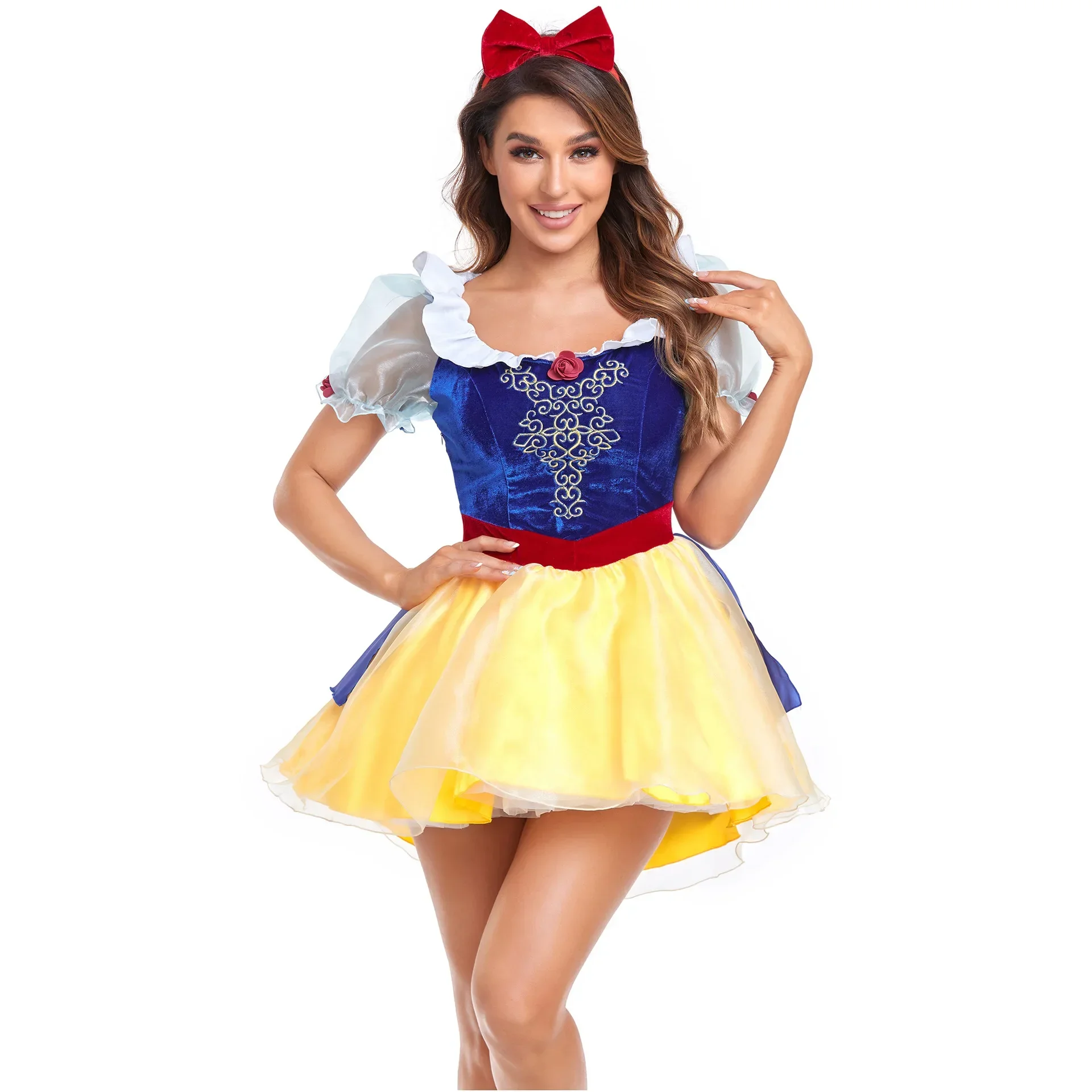 Adult Snow White Dress Women Deluxe Classical Fairy Tale Princess Dress Up Costume Halloween Cosplay Outfits view 2