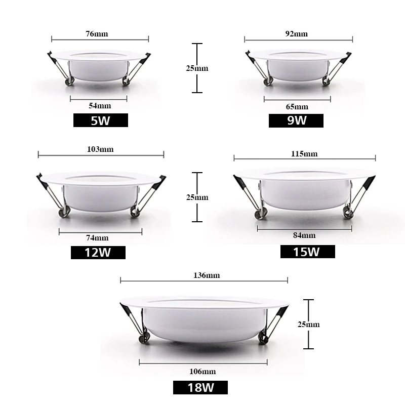 Spot LED Downlight Ceiling AC 110V 220V 5W 9W 12W 15W 18W Spotlight Cold Warm White Round Recessed Lamp LED Spot Light Lighting