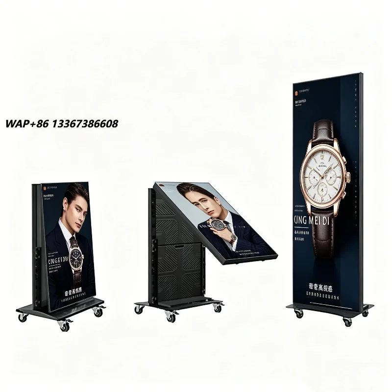 Factory Direct P2.0 LED Advertising Screen Portable Foldable Movable Floor Standing Indoor Outdoor Commercial Digital Display