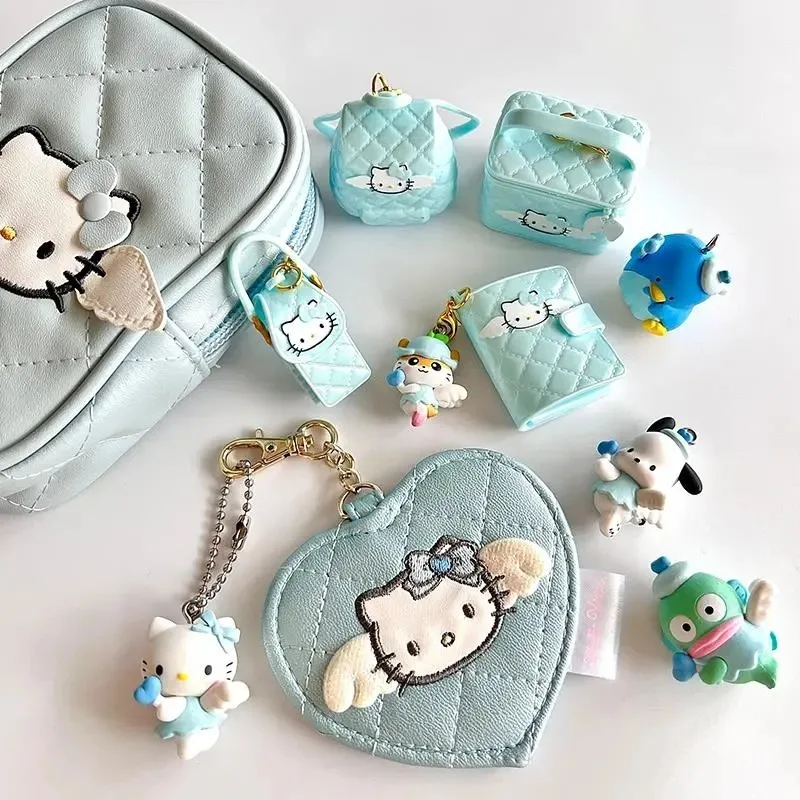 Figuras de acción Bandai Sanrio genuinas, modelo Kitty Pochacco Cinnamoroll Hendon Gashapon, modelo de Anime, adornos, cadena colgante, regalo