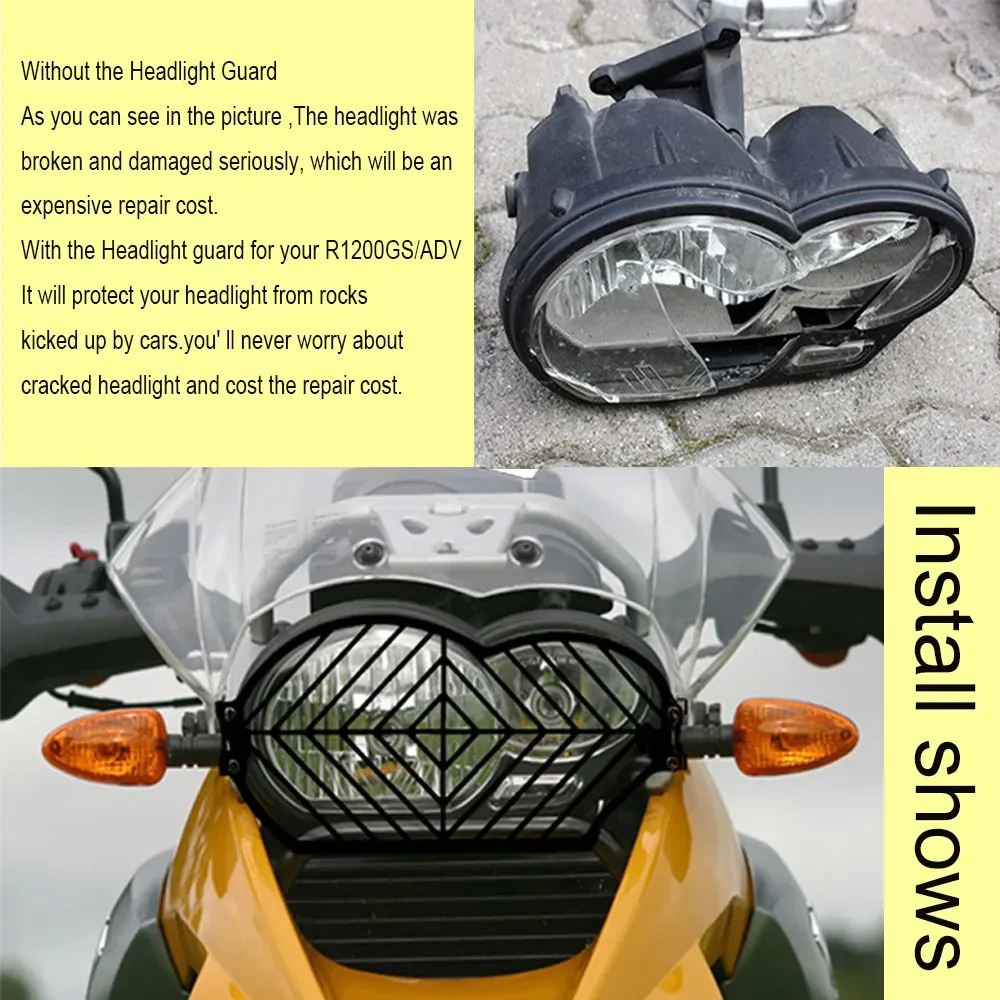 R1200GS Headlight Guard Protector Cover For BMW R1200GSA R 1200 GS Adv 2004-2008-2012 Motorcycle Head Light Protection Grill