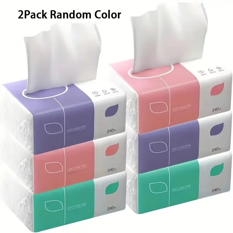 2pcs Premium 4-Ply Tissues 240 Count Each Recyclable Paper Versatile for Facial Toilet Napkin Use Durable Absorbent