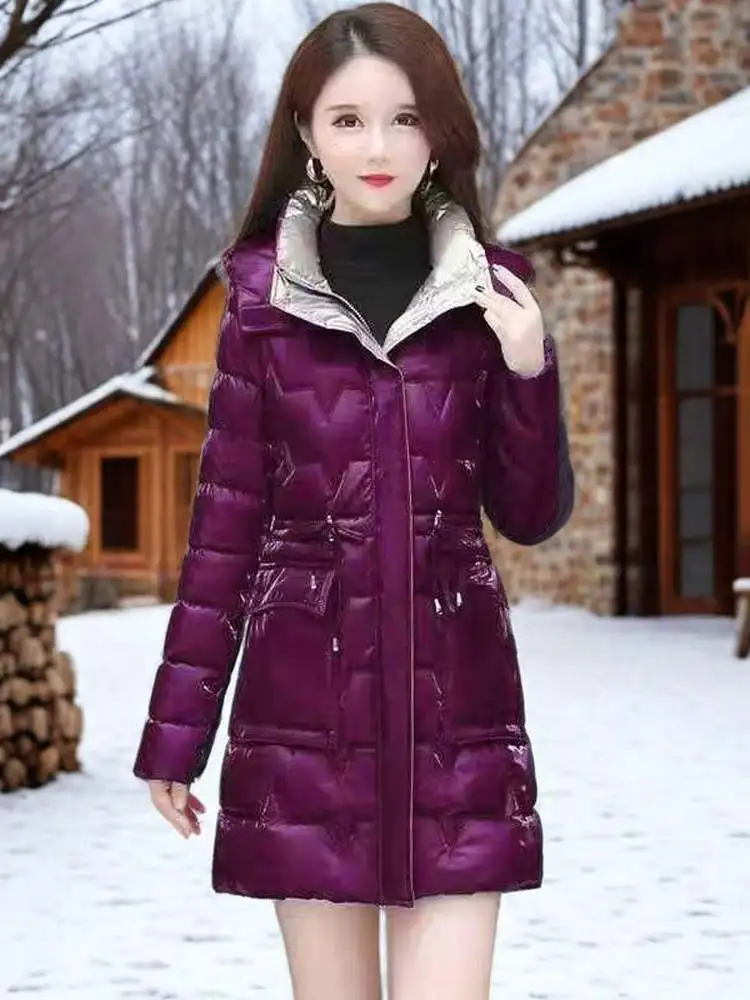 

Winter Thiened Slim Fit Cotton Jaet Women's Medium Length New Sle Faionable Sweet Detachable Cap Large Size Cotton Coat