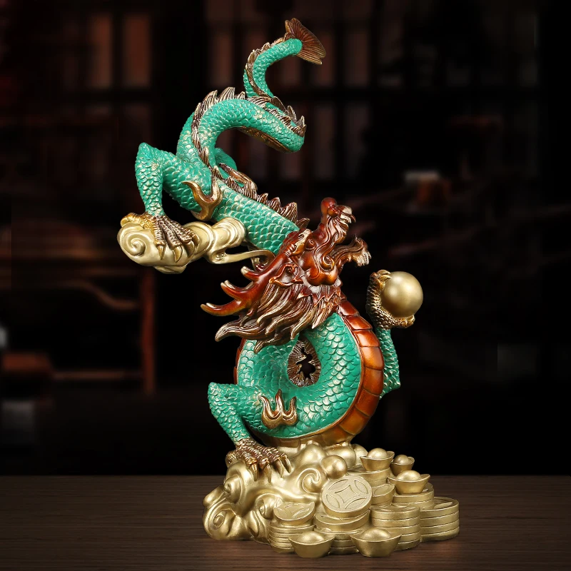 high grade Auspicious Good Omen Wealth luck dragon HOME SHOP OFFICE BAR CLUB decoration bring money bronze Sculpture