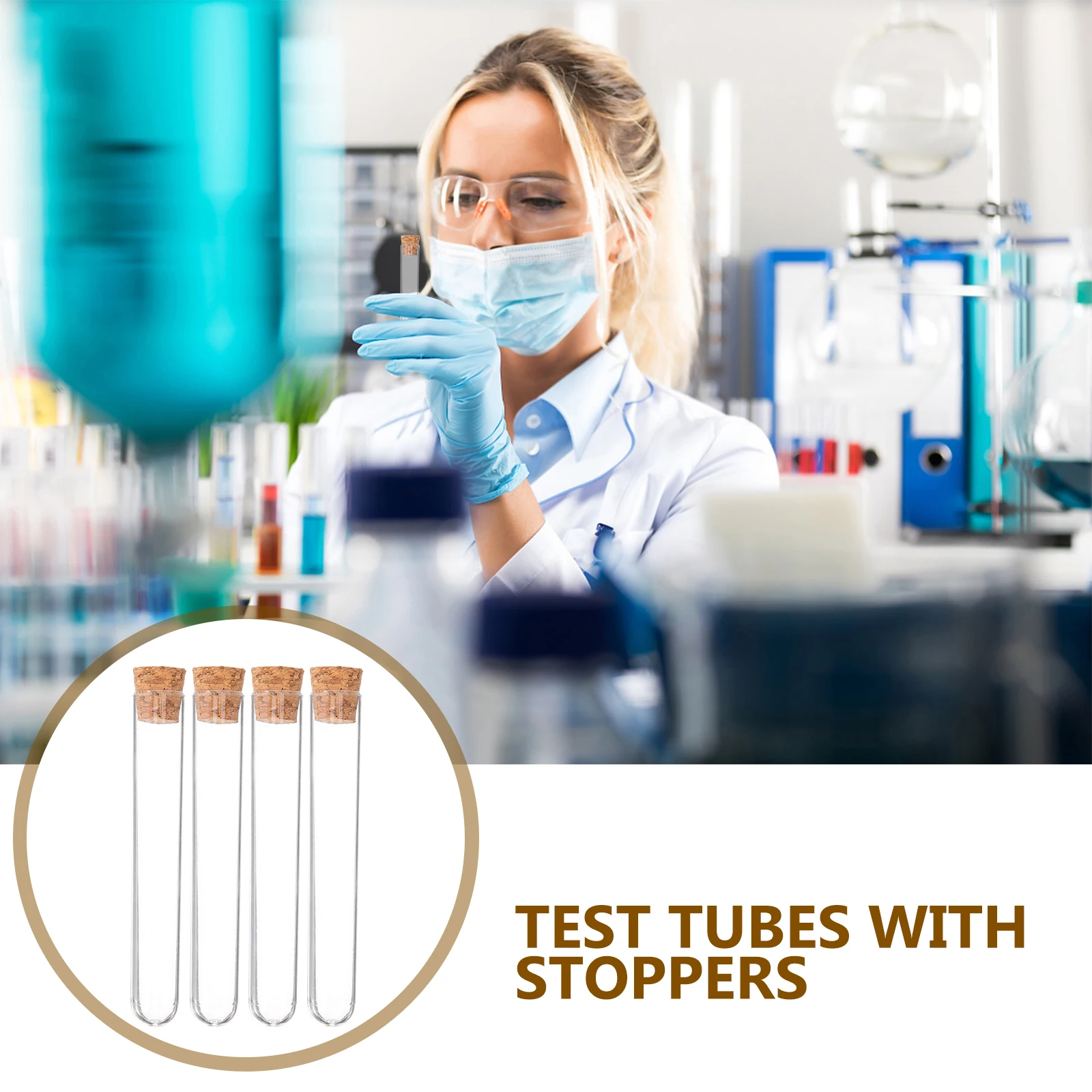 

Lab Test Tubes 30PCS Clear Plastic with Natural Wood Plugs Scientific Test Tube for Experiment Terrarium 7.8x1.3cm