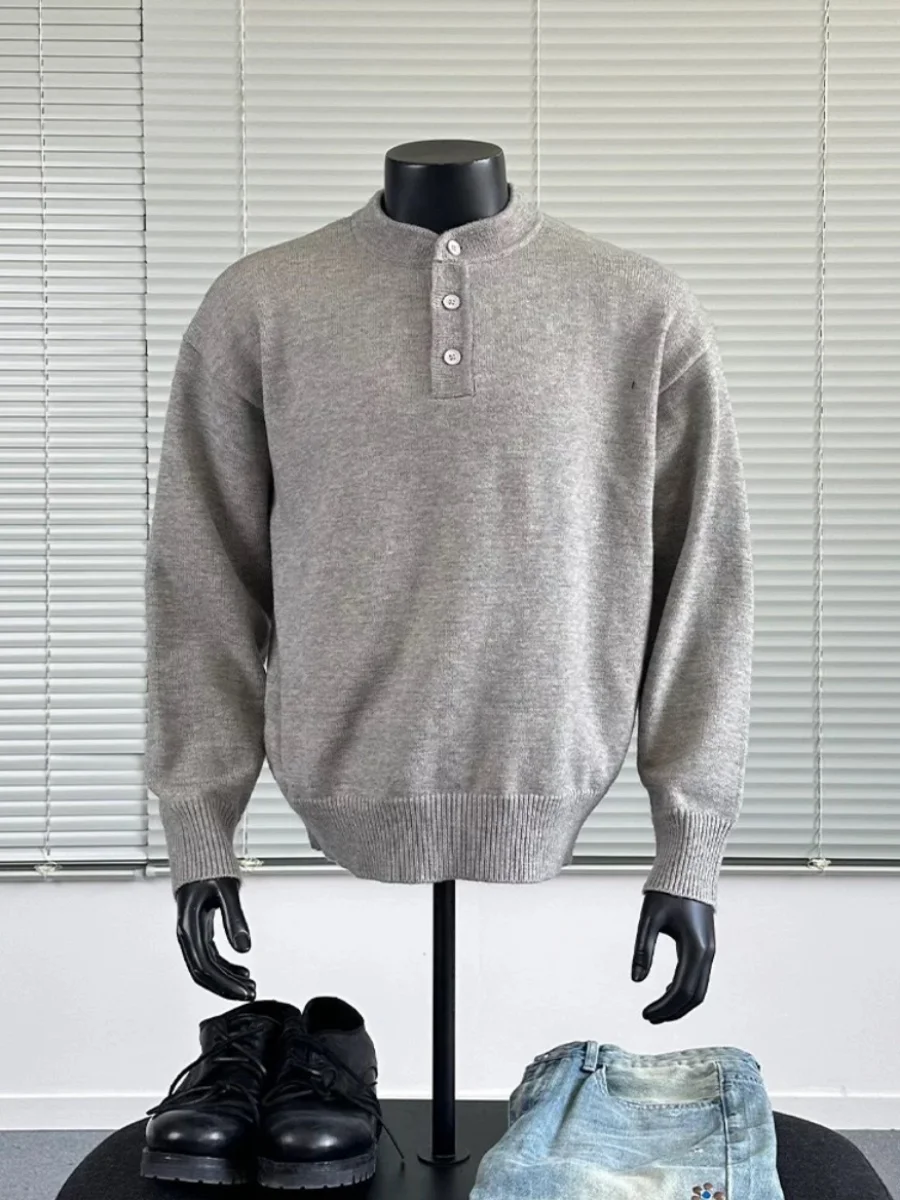 

Cleanfit Men's Autumn Winter Knitwear Basic Innerwear Henry Collar Sweater Casual Sle Long Sve round Ne Color
