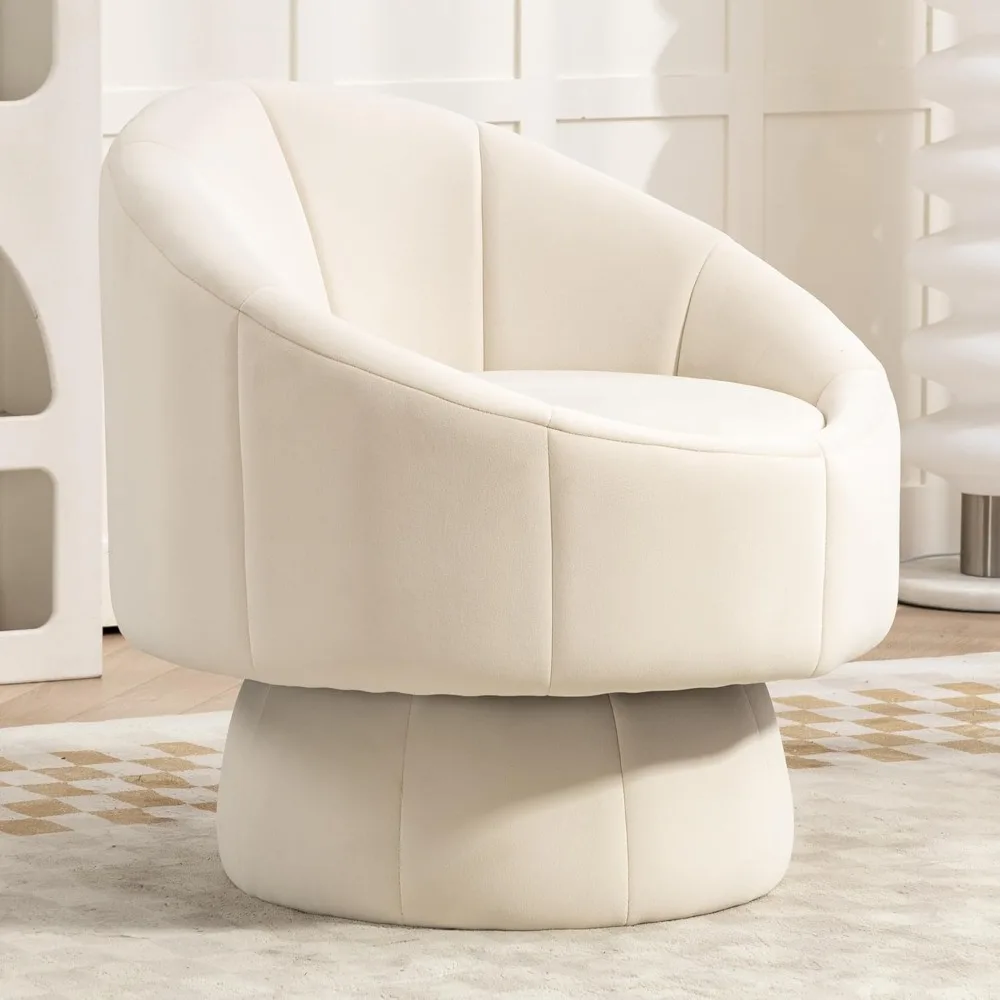 

Accent Chair for Living Room Swivel Barrel，Swivel Chair 360°Sofa，Modern Comfy Upholstered Small Round Chair