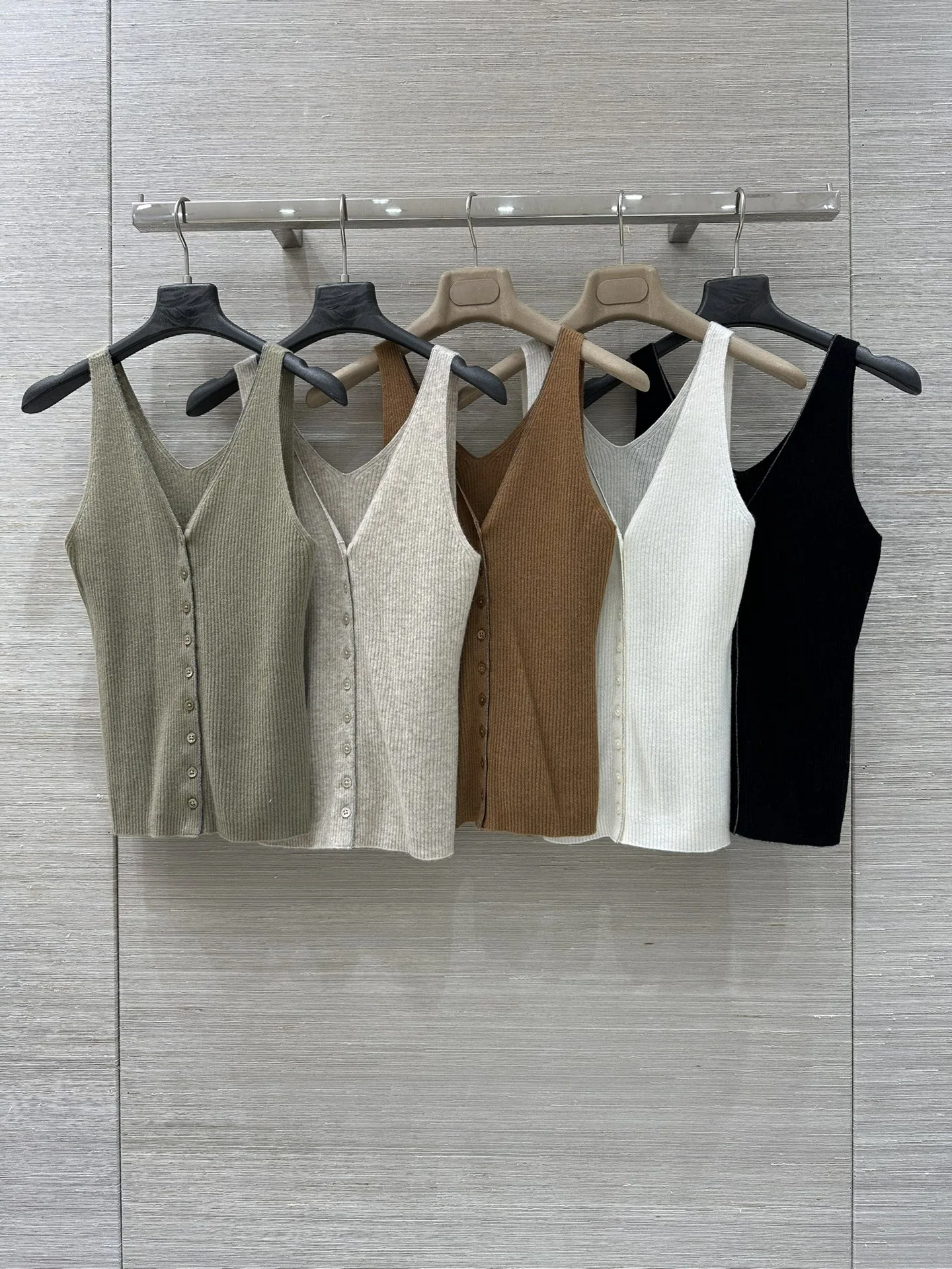 Clásico Simple Color básico Camere Chain V-Ne Csole Ropa interior de mujer Mezcla de lana suave Slim Fit Faionable