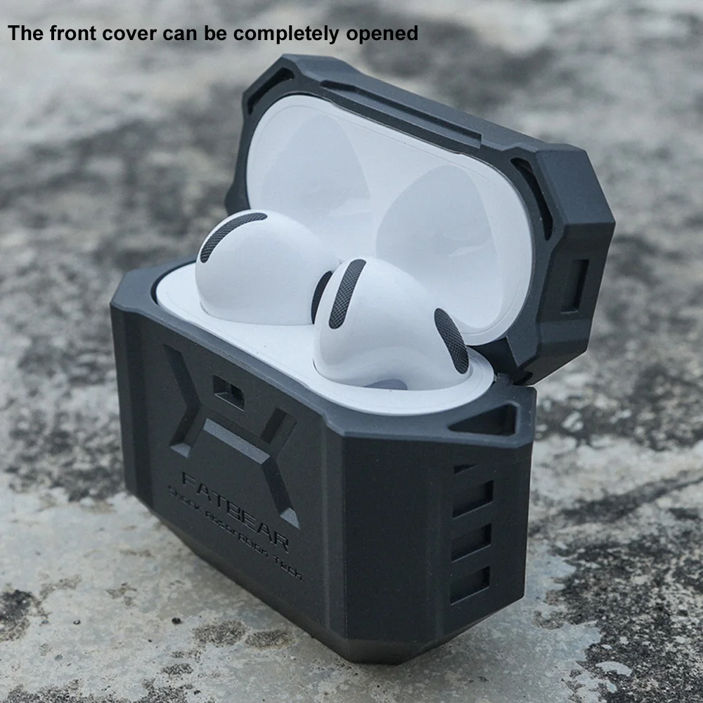 FATBEAR Tactical Military Grade Armor Protective Shell Skin Case Cover for Apple AirPods 4 4th 4Gen 3 3th 3Gen AirPods Pro 1 2 3