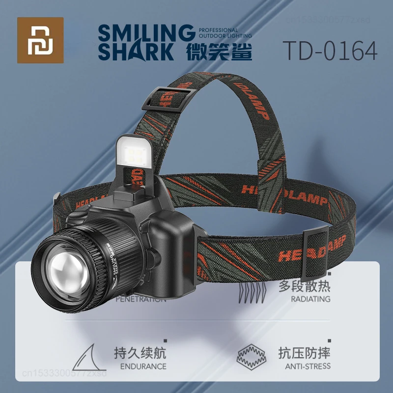 

Xiaomi Smiling Shark High Power Strong Light Headlamp Outdoor Hiking Construction Site Construction Focusing Waterproof Headlamp