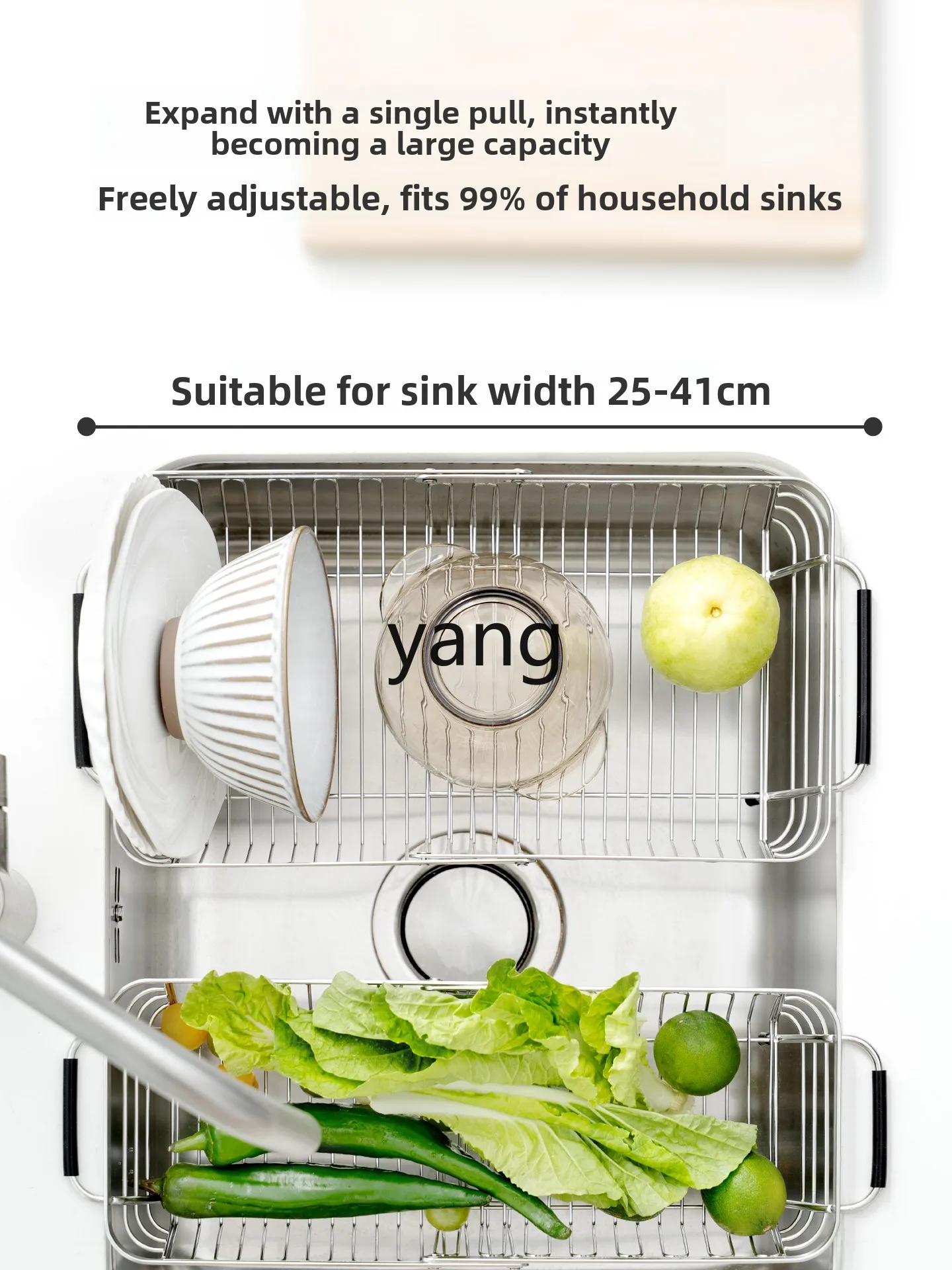 

LH Retractable Drain Basket New Stainless Steel Vegetable Bowl Dish Filter Sink Shelf