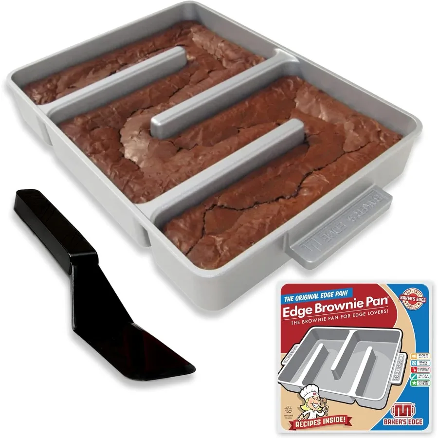 

Сковорода Brownie The Original All Edges Brownie Pan для выпечки Премиум Двойное антипригарное покрытие Тяжелый калибр Литой алюминий Прямоугольный