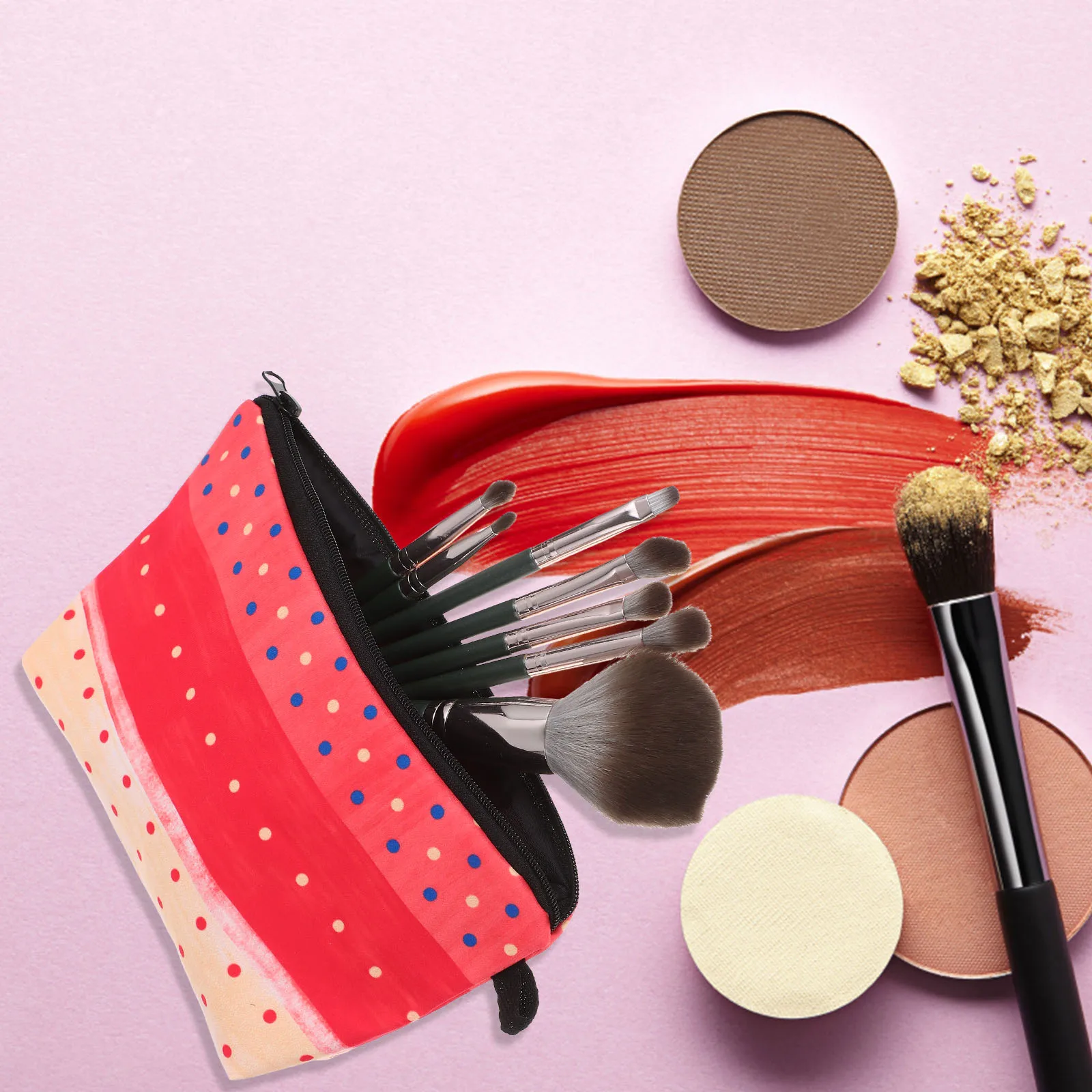 

Dot Bag Polyester Sponge Lining Travel Makeup Pouch Toiletry ganizer Waterproof Portable Daily Use