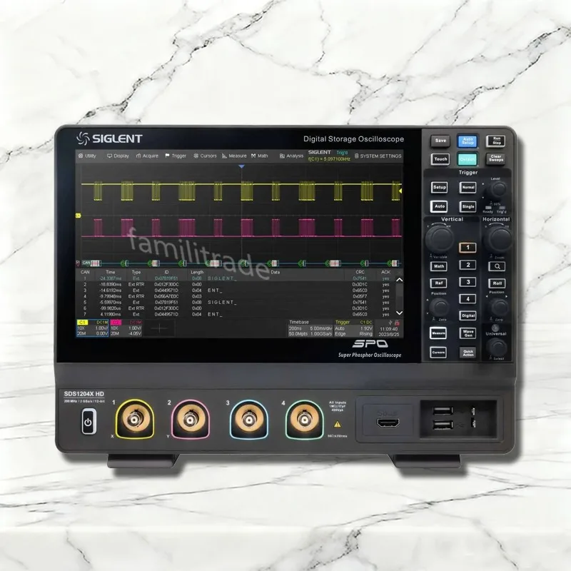 1PC NEW Siglent SDS1204X HD In Stock Digital Oscilloscope 200MHz 4CH 12-Bit 2GSa/s SDS1000X HD Series Original Box#familitrade