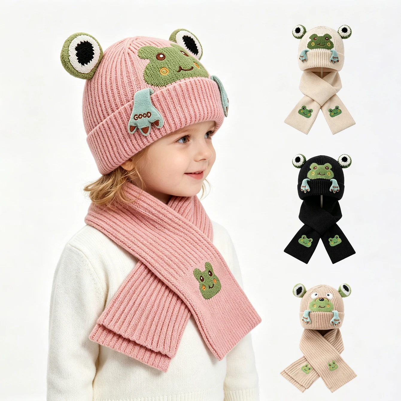 conjunto-de-2-pecas-para-criancas-de-3-a-12-anos-chapeu-e-cachecol-de-outono-e-inverno-conjunto-de-duas-pecas-com-bordado-de-sapo-la-tricotada-quente-para-bebes-no-inverno