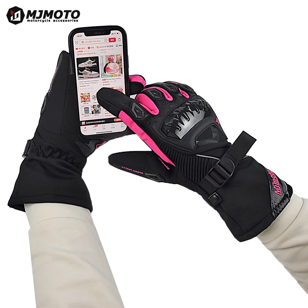 Winter Lady Motorcycle Gloves Pink/Purple 100% Rainproof Warm Motorbike Riding Gloves Women Motocross Gloves Moto Equipment view 5