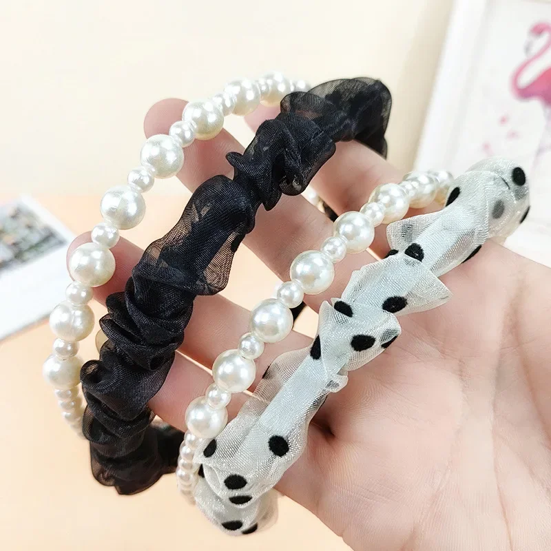 Elegante preto dupla camada malha arco hairband para mulheres meninas coreia doce acessórios de cabelo elegante menina cabeça wear