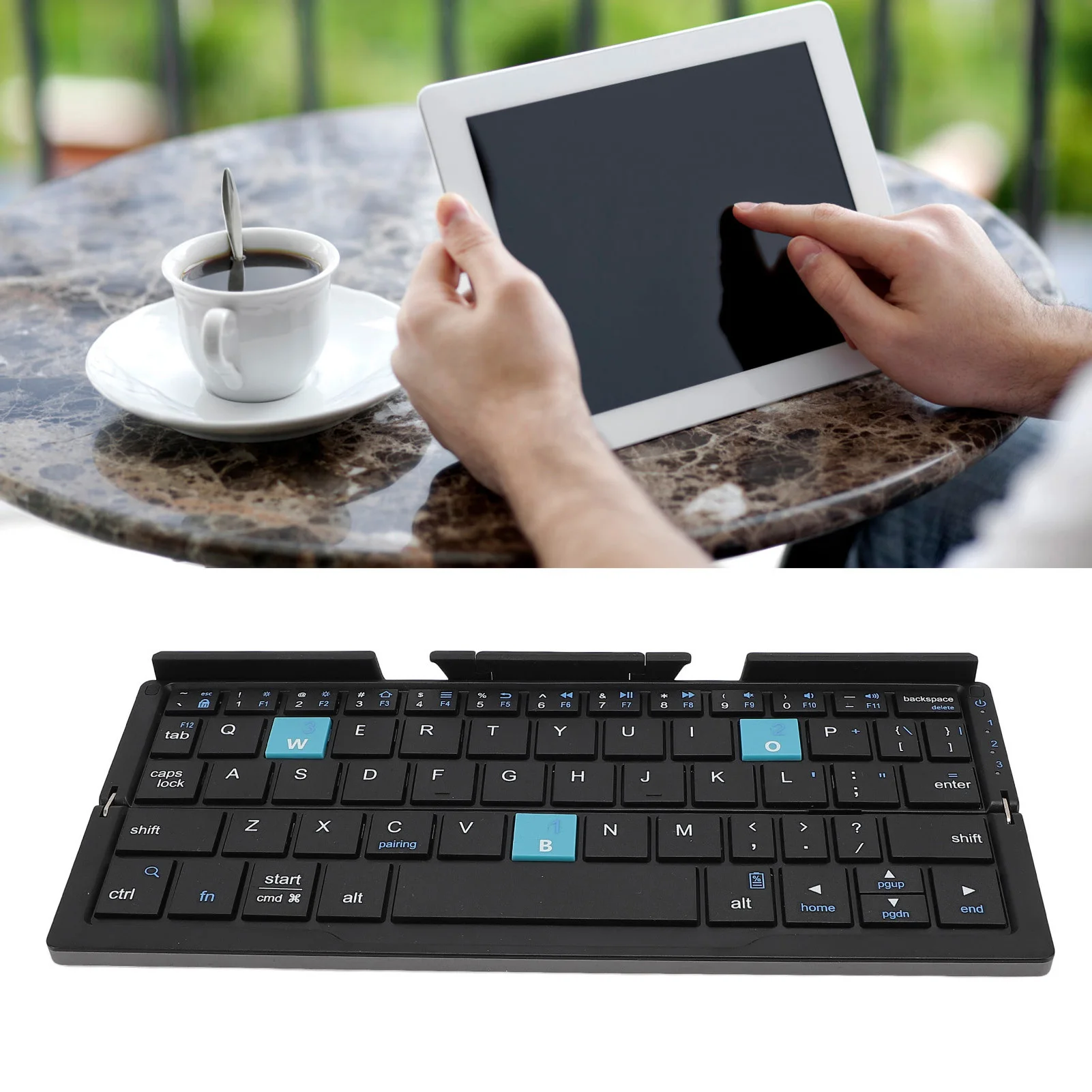 Multi Device Folding Keyboard Portable Keyboard  Rechargeable Folding Keyboard for Android Tablet Phone Laptop