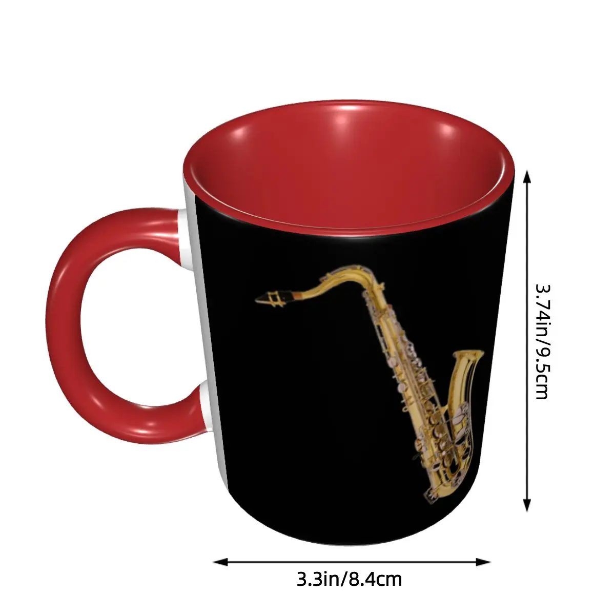 Saxophonist Saxophone Pattern Black Mug Funny Ceramic Coffee Cups Tea Mugs Milk Cup Drinkware Gifts for Woman Man DIY Custom