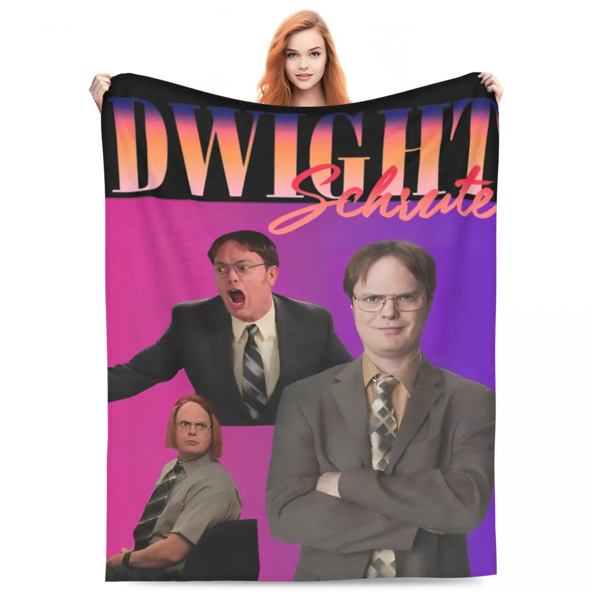 Dwight Schrute Blankets Velvet Winter The Office TV Show Portable Warm Throw Blankets for Home Bedroom Bedspreads