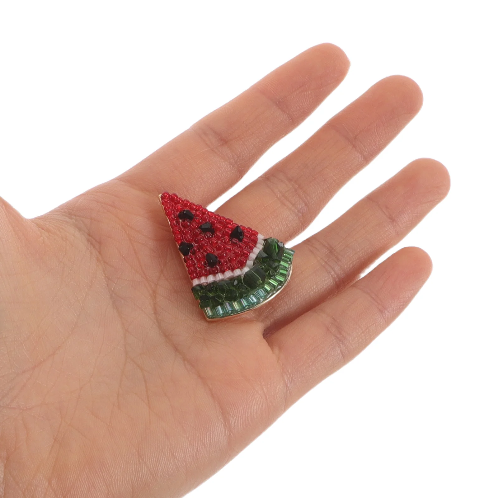 

Vintage Watermelon Brooch Pin in Copper Finish - Dazzling Crystal Fruit Lapel Badge - Lightweight Collar Clip for Shirt Dress