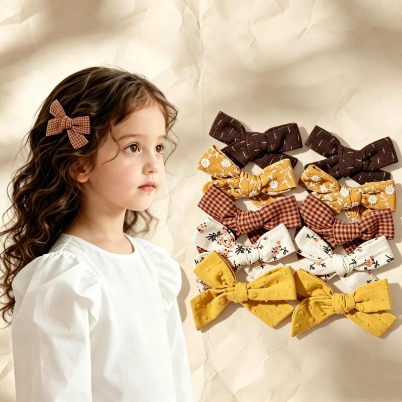 1 Lot Cute Child Hair Bow with Clips for Girl Winter Korean Style Hair Clips  Bowknot Barrettes Headwear Kid Hair Accessories