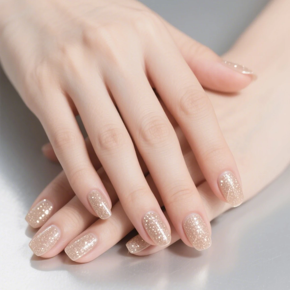 16Tips Glittering Semi Cured Gel Nail Strips Sparkly Long Lasting Self-Adhesive Gel Nail Wraps Full Cover UV Nail Sticker