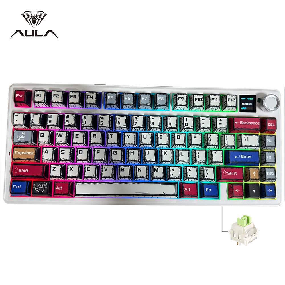 Nieuwe AULA F75/F99 Pro Gaming Mechanisch Toetsenbord PBT Comic Keycaps RGB Backlight Hot Plug Aangepaste toetsenbord Toetsenbord voor Kantoor
