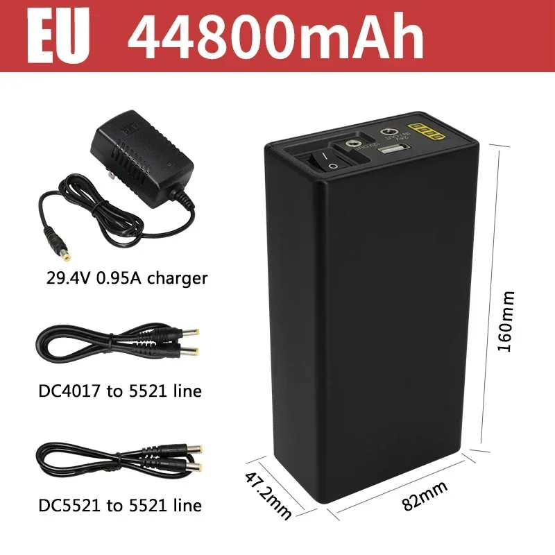 Power Bank 24V 12V extra batterij Oplaadbare lithiumbatterij 44800 mAh 18650 extra 18650 UPS-batterij met grote capaciteit