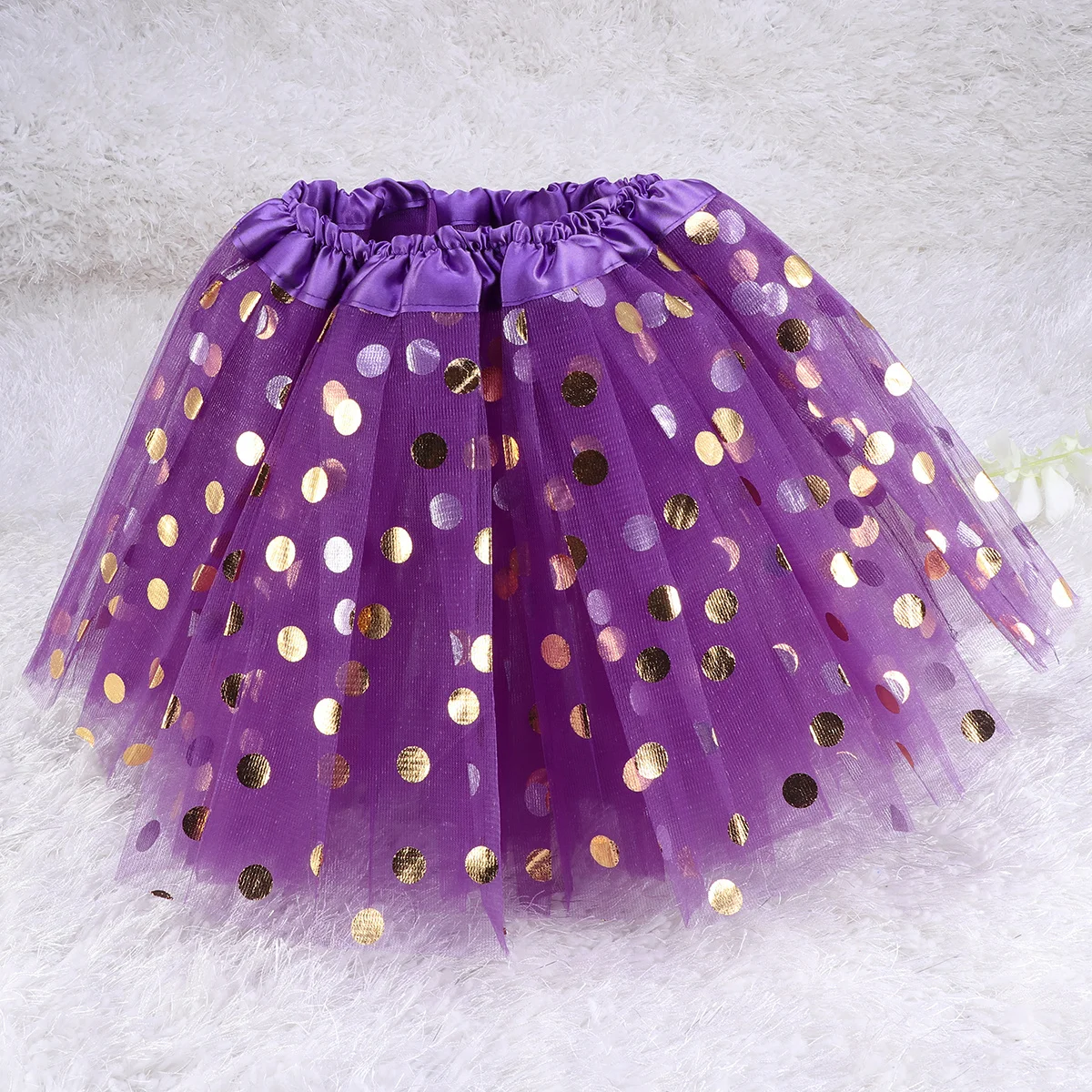 

Tulle Tutu Skirt with Dotted Sequins for Girls Purple Layered Dance Costumes Party Skirts Kids Comfortable Wearoccasion