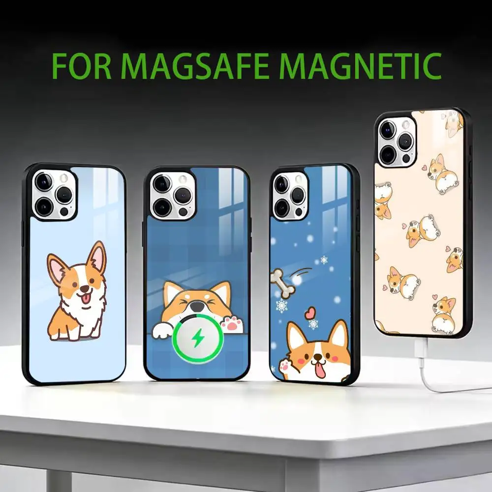 

c-Corgi Pet Cute Dog Cartoon Phone Case For iPhone17,16,15,14,13,12,11 Plus,Pro Max Magnetic For Magsafe Wireless Charging