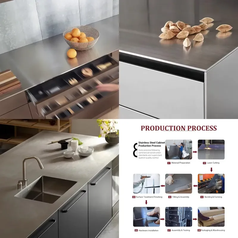 for  Commercial Grade 304 Stainless Steel Hotel Kitchen Countertops Scratch and Heat Resistant Easy to Clean