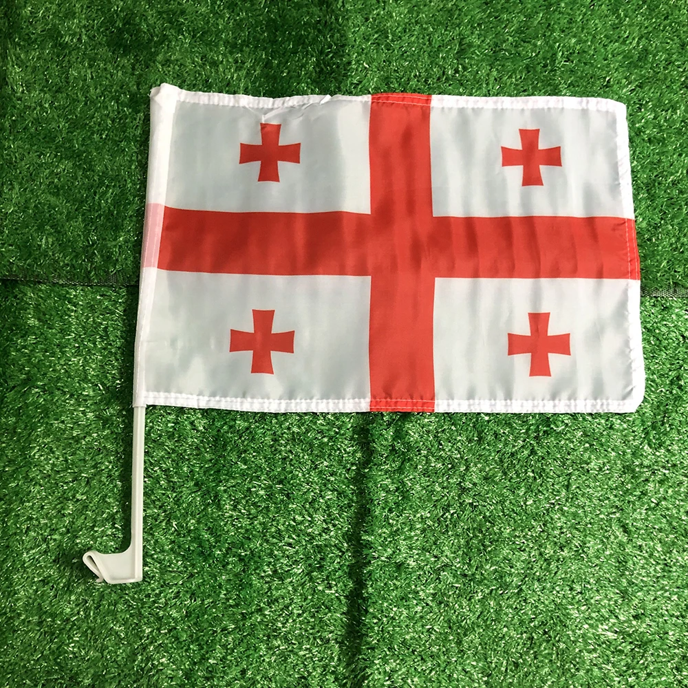 CUSTOM Georgia FLAG 30*45cm Georgia car flag Georgia car waving Flag National Flag standard-bearer waving flag with flagpole