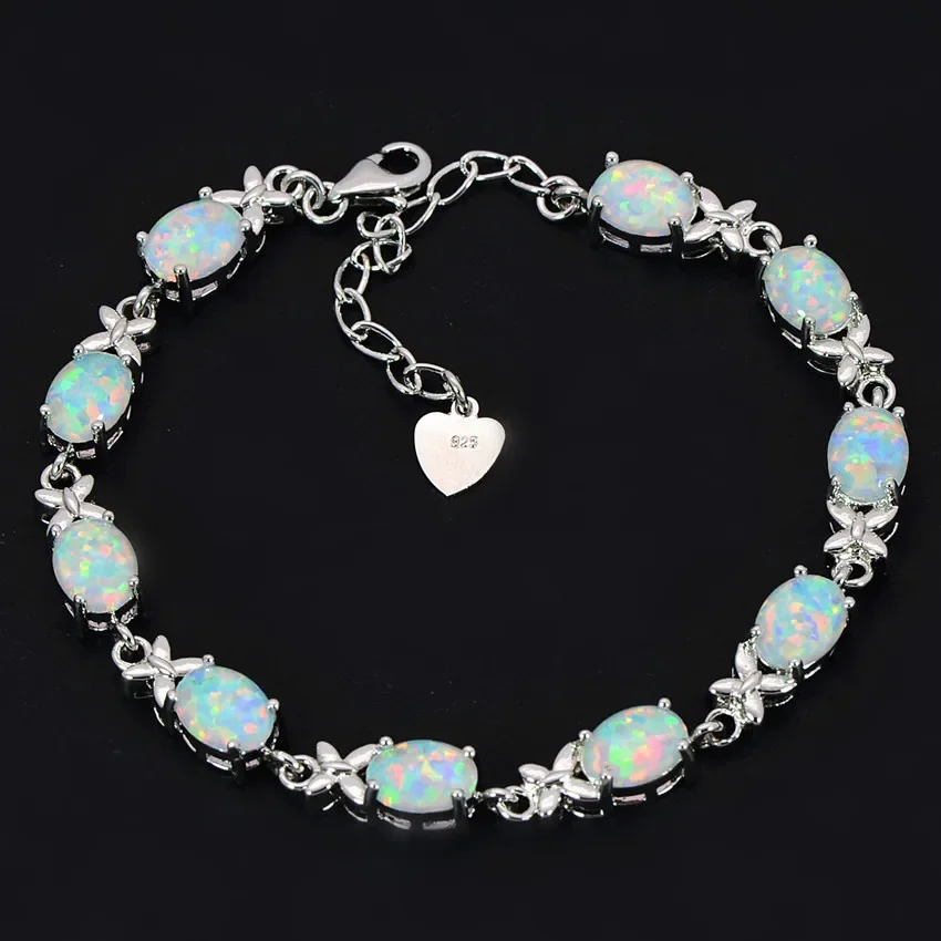 JLB-002 Popular Oval white Fire Opal Bracelet fashion Jewelry bangle Bracelet for girls gift and Birthday Gift